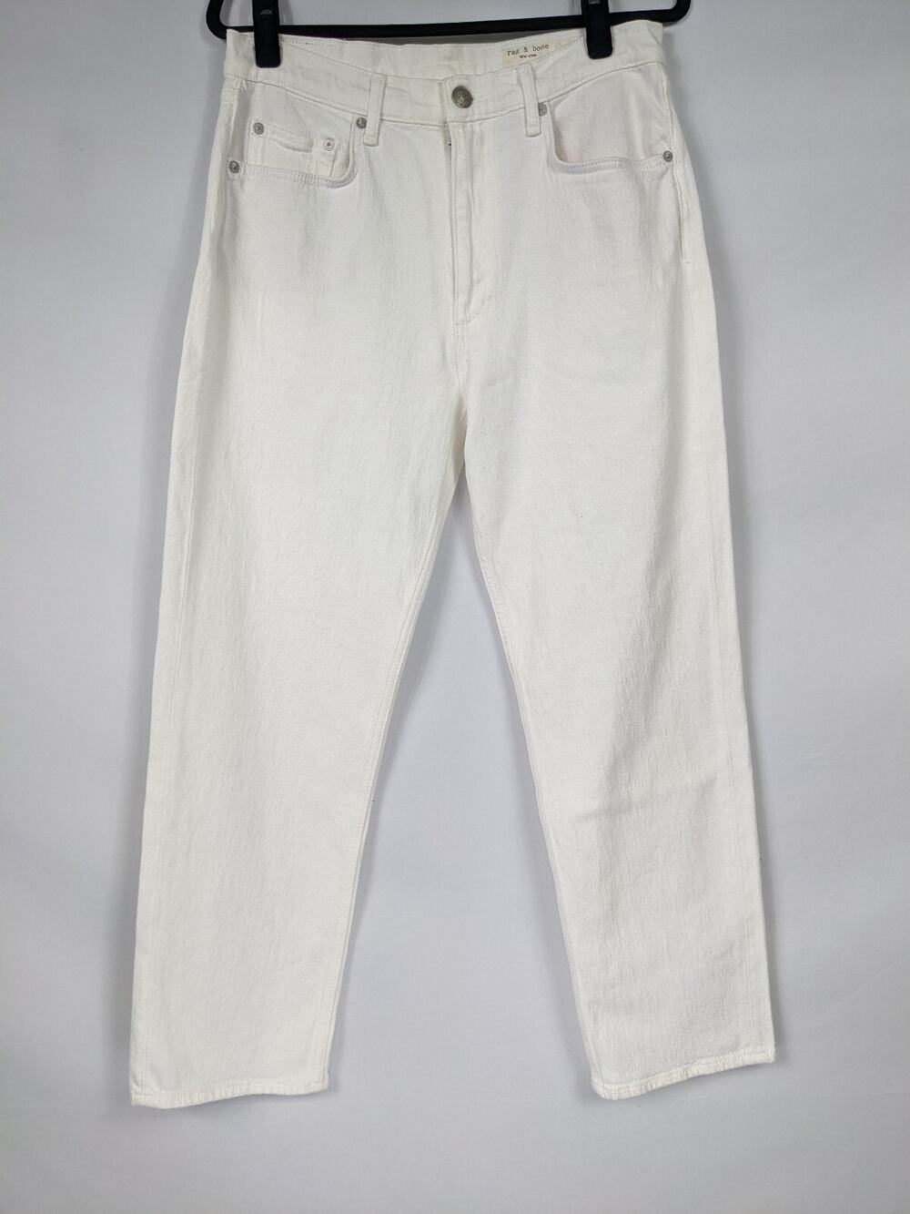 Rag & Bone Harlow Mid Rise Straight Leg Jeans Optic White 30 5 Pocket Style